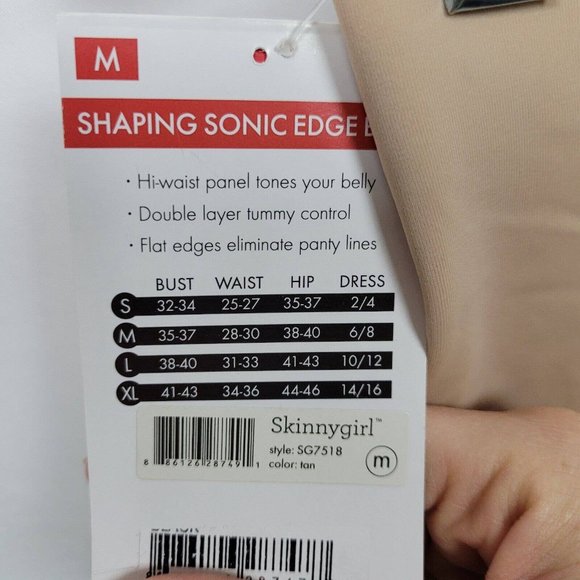 SALE5/$25 Skinnygirl Smoothers & Shapers Shaping Sonic Edge High Waist Brief Tan - Picture 7 of 9